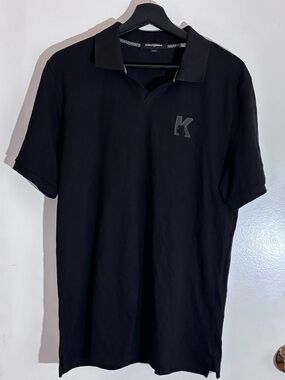 Karl Lagerfeld Men’s Black Polo Shirt with K Patch *See Description